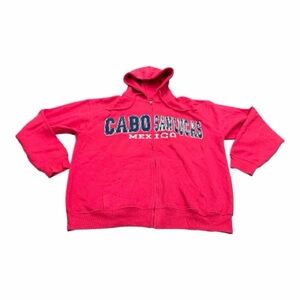 Cabo San Lucas Adult Zip Up Hoodie, Size Large, Red Blue